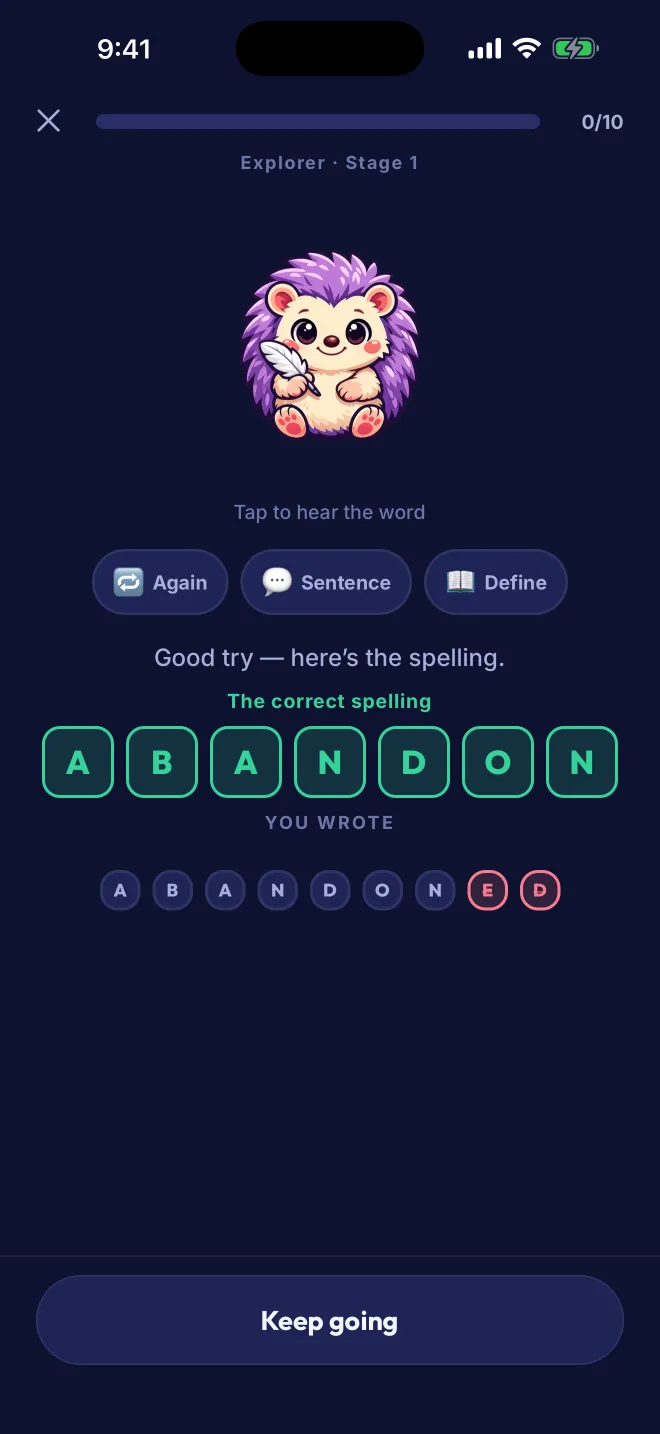 Answer reveal with feedback