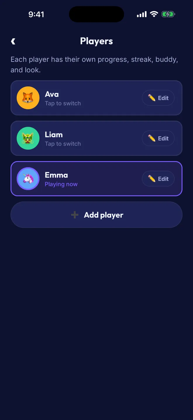 Multiple player profiles